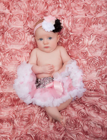 Light Pink Leopard Waist with White Ruffles Baby Pettiskirt