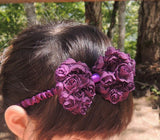 Dark Purple Rose Bow headband