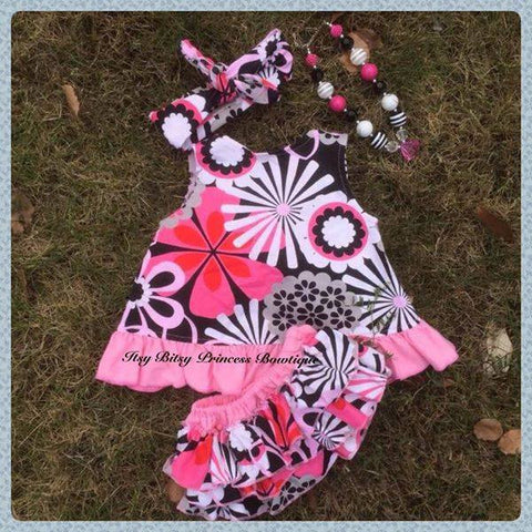 Pink and Black Swing ruffle set