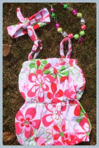 Pink and Green Floral Playsuit