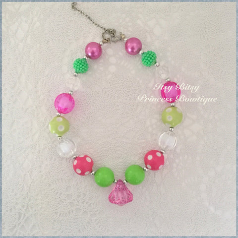 Bubble Necklace Hot pink and lime green