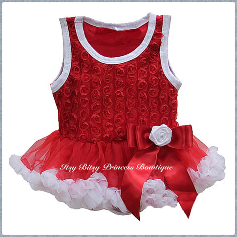 Red and White Rose Pettiskirt Romper