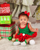 Green & Red Rosettes Pettiskirt Romper