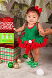 Green & Red Rosettes Pettiskirt Romper