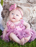 Dusty Pink Rosettes Rose Pettiskirt Romper Set