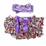 Lavender Floral Print Satin Ruffle Bum