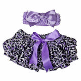 Purple Leopard Print Satin Ruffle Bum