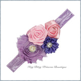 Lavender, Purple & Light Pink Rosettes Headbands