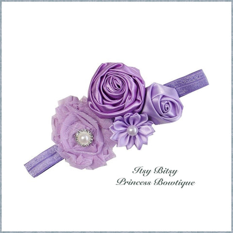 Lavender, Purple & Light Pink Rosettes Headbands