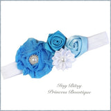 Blue and White Rosettes Headbands