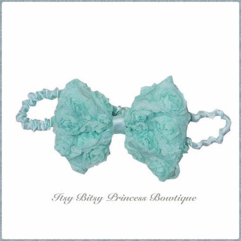 Mint Rose Bow headband