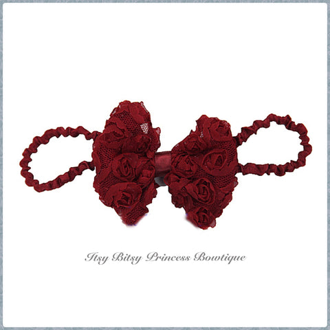 Ruby Wine Red Rose Bow headband