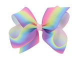 4.5 Inch Rainbow bow Hairclips  -Various Colours-