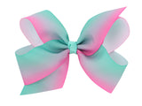 4.5 Inch Rainbow bow Hairclips  -Various Colours-