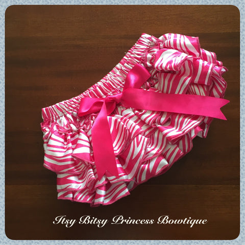 Raspberry Zebra Print Satin Ruffle Bum