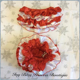 Red and White RaRa Ruffle Nappy Cover