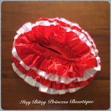 Red and White RaRa Ruffle Nappy Cover