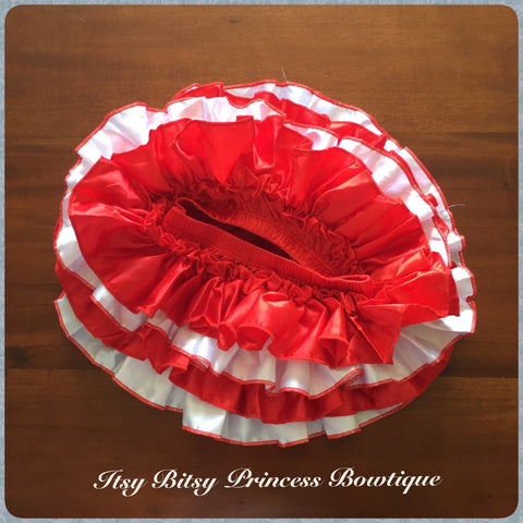 Red and White RaRa Ruffle Nappy Cover