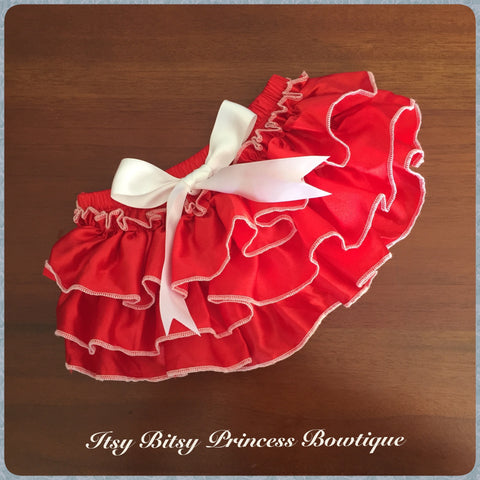 Red Satin Ruffle Nappy Cover