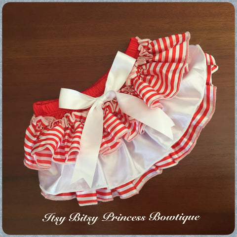 Candy Stripe Satin Ruffle Nappy Cover