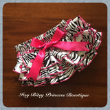 Zebra and Hot Pink Skulls Satin Ruffle Bum