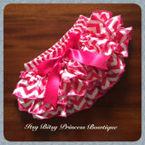 Hot Pink Chevron Satin Ruffle Bum