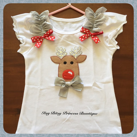 Silver Snowflake Reindeer Top