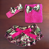 Hot Pink Camo Print Satin Ruffle Bum