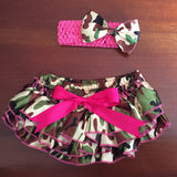 Hot Pink Camo Print Satin Ruffle Bum