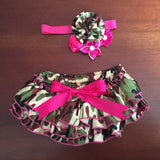 Hot Pink Camo Print Satin Ruffle Bum