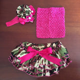 Hot Pink Camo Print Satin Ruffle Bum