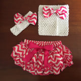 Hot Pink Chevron Satin Ruffle Bum