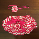 Hot Pink Chevron Satin Ruffle Bum