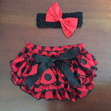 Ladybug Print Satin Ruffle Bum