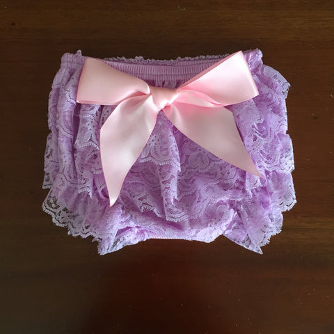 Lavender and Light Pink Lace Ruffle Nappy Cover