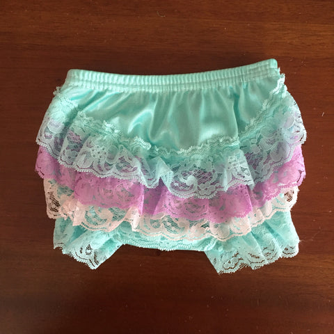 Mint, Lavender and Pink Lace Ruffle Nappy Cover