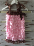 Pink and Brown Lace Playsuit