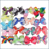 4.5 Inch Rainbow bow Hairclips  -Various Colours-