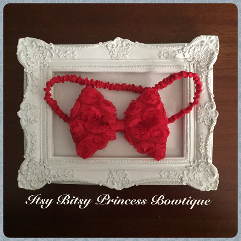 Red Rose Bow headband