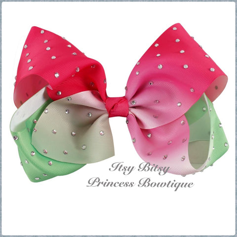 7 Inch Strawberry Kisses bow Hairclips