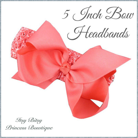 5 Inch bow on crochet headbands