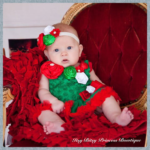 Christmas Rosettes Pettiskirt Romper