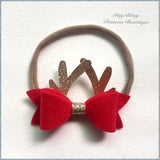 Reindeer antler bows on clips or headbands