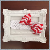 Red and White chevron bow Headbands  (In Stock)