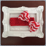 Red and White chevron bow Headbands  (In Stock)