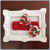 Red/White/Green chevron bow Headbands