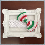 Red/White/Green Stripe bow Headbands