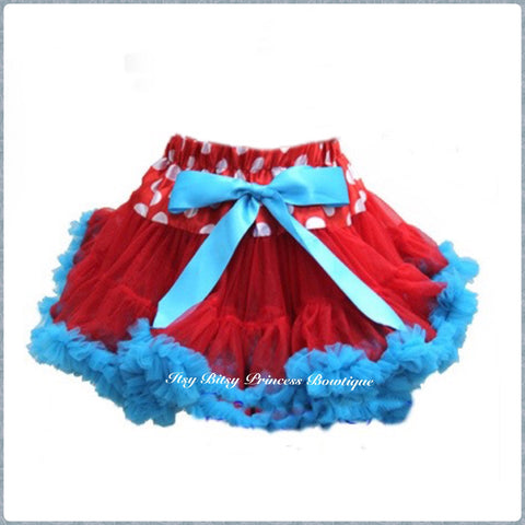 White Polka Dots Red & Blue Pettiskirts