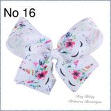 7-8 Inch Unicorn bow Hairclips - Multiple Colours-