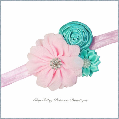 Light Pink & Mint Blossom Headband